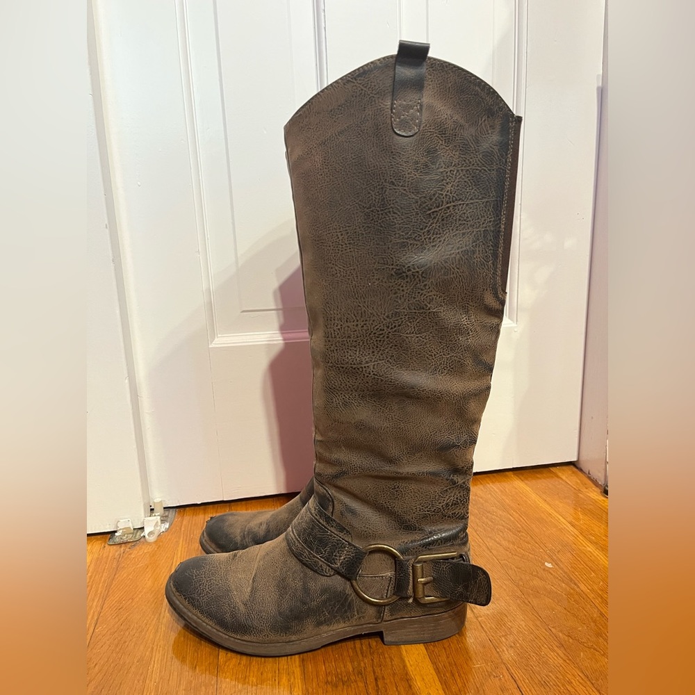 crown vintage size 10 brown wide calf riding style tall boots
